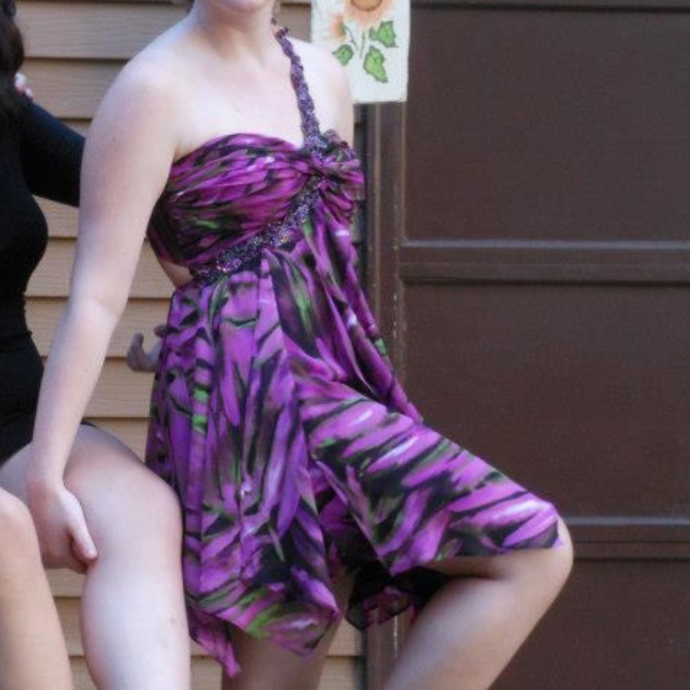 Multicolored one shoulder homecoming dress